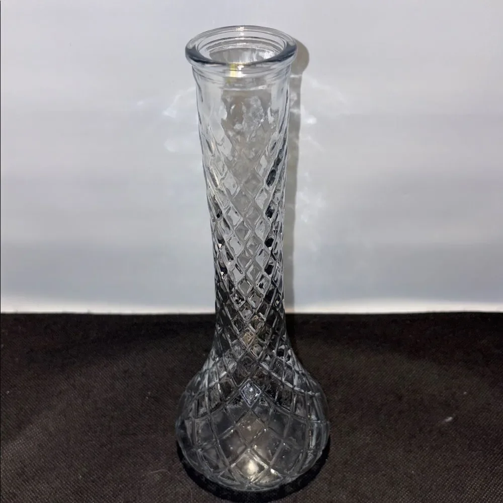 Tall Diamond Pattern Glass Vase